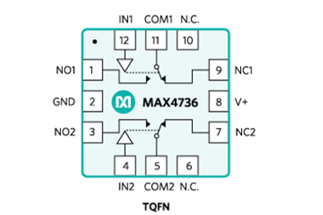 MAX4736ETC：一款低電壓、單電源、雙路SPDT模擬開關(guān)